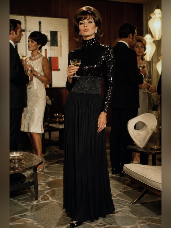 Vintage Dresses & Skirts - Pat Sandler vintage 1960's 70's long black sequin gown